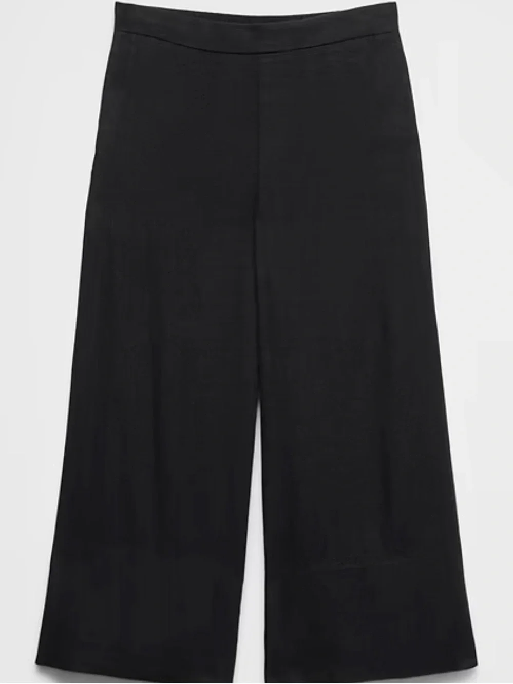 Banana Republic Black Wide-Leg Linen Blend Cropped Pants - Black Small